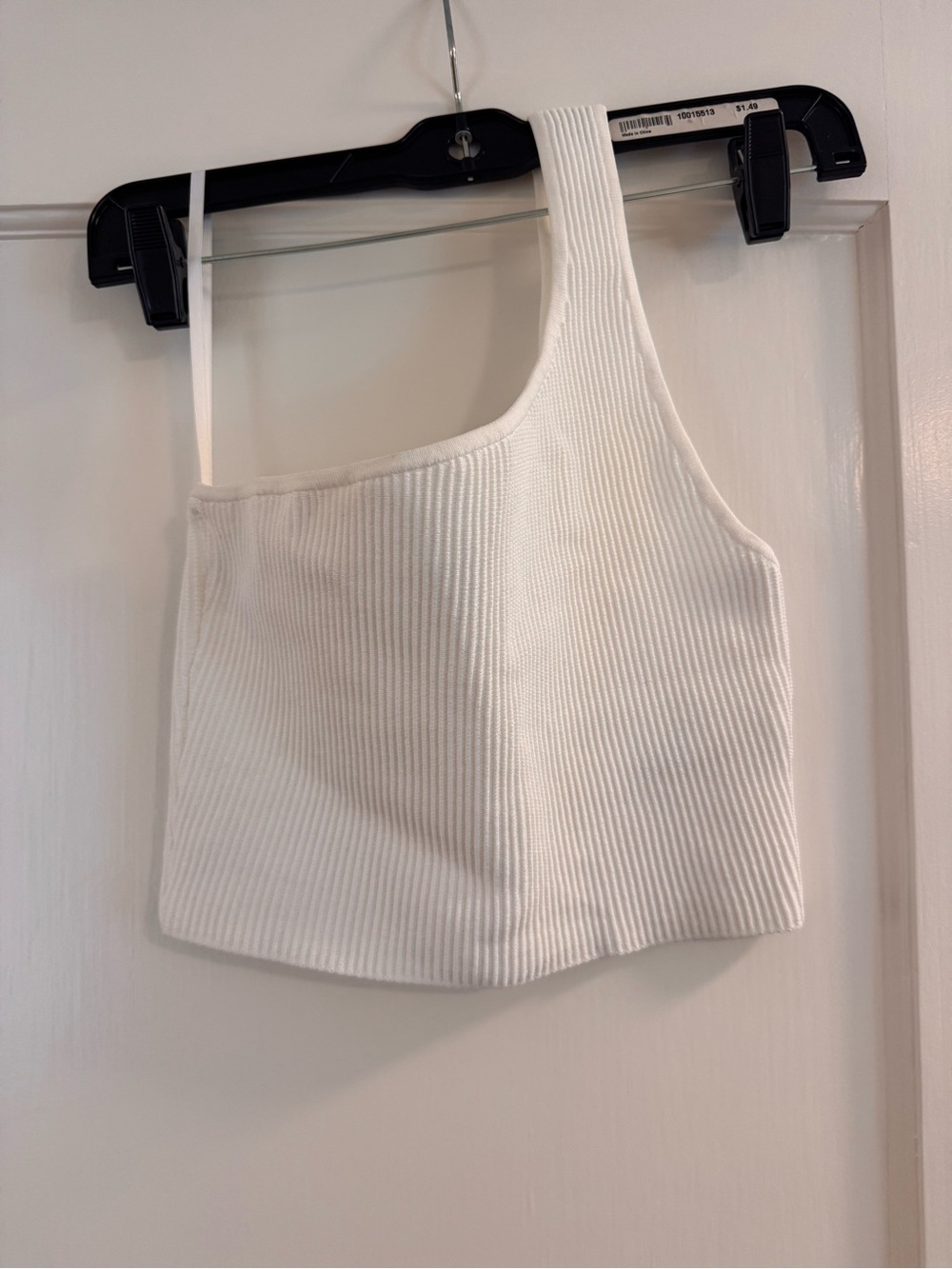 Aritzia White Asymmetric Ribbed Tank Top